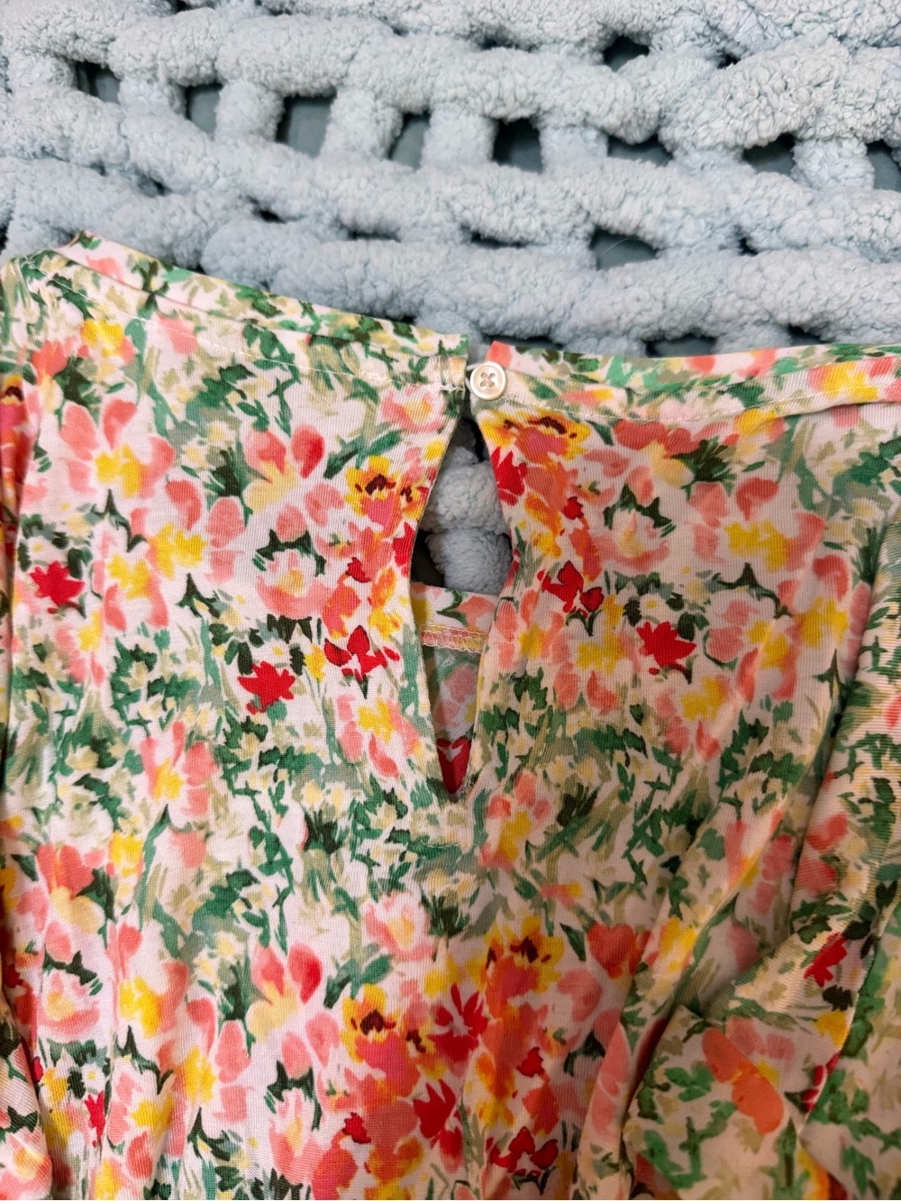 LOFT Floral Blouse in Green, Pink, Orange - Picture 13 of 16